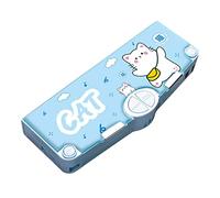 KBOLAE Bonito estuche para lápices, regalo para estudiantes, suministros escolares, dinosaurio, escuela secundaria, 2 capas, diseño de gato, 245x100mm, como se muestra en la