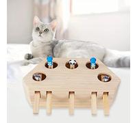 KBOLAE Juguete de caza de gatos, caja de madera, rompecabezas de juguete para atrapar ratones, 5 agujeros