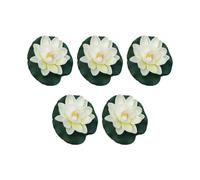 KBOLAE Lote de 5 lotos de espuma flotantes realistas, de bajo mantenimiento y fácil limpieza, amplia aplicación, flores de loto, color blanco lechoso