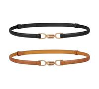 KBOLAE Paquete de 2 cinturones delgados portátiles resistentes al desgaste, duraderos, con hebilla de metal dorado, buena dureza, ropa de vestir