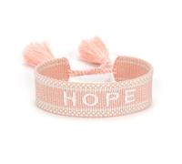 KBOLAE Pulseras de cuerda ajustables con borlas tejidas para una declaración de moda elegante, cierre manual de bordes, de poliéster, tejida a mano, color caqui, Light pink hope, Poliéster, como se