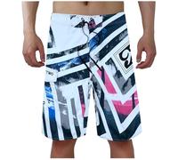 KBOPLEMQ Bañador para hombre largo, pantalones de baño baggy, pantalones cortos de surf para el tiempo libre, de longitud hasta la rodilla, de secado rápido, con cordón ajustable, pantalones cortos de