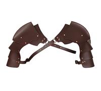 KBOPLEMQ Bandolera retro medieval de piel sintética Steampunk ajustable Vikingo Caballero Hombro Armadura Cosplay Disfraz Accesorios de Hombreras Capa de Cuello Pañuelo con Cinturón y Armadura, café,