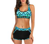 KBOPLEMQ Bikini para mujer Set Push Up Sport Bikini Sets Traje de baño Hawaii de dos piezas Traje de baño con pantalones cortos Sport Bikini Conjunto de dos piezas Top y pantalones cortos deportivos