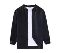KBOPLEMQ Blazer Camisa china para hombre, ropa tradicional, chaqueta de kung fu, camisa tang traje de algodón, lino, uniforme de tai chi, ropa de manga larga, abrigo, tops, traje de artes marciales, O