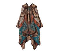 KBOPLEMQ Bufanda de Cachemira de Invierno para Mujer, Manta de Poncho Gruesa Cálida Mexicana Hippie de Lana, Estilo Étnico Retro Abierto Cárdigan Suéter