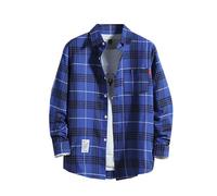 KBOPLEMQ Camisa a cuadros para hombre, manga larga, otoño, tiempo libre, camisa de trabajo para exteriores, con bolsillo frontal, camisa de leña, corte regular, camisa a cuadros, negocios, boda, color