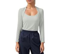 KBOPLEMQ Camiseta deportiva 2 en 1 para mujer, cuello redondo, transpirable, de secado rápido, deportiva, moderna, diseño bolero, camiseta de yoga, monocolor, para gimnasio, O gris., XL