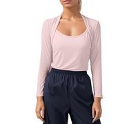 KBOPLEMQ Camiseta deportiva 2 en 1 para mujer, cuello redondo, transpirable, de secado rápido, deportiva, moderna, diseño bolero, camiseta de yoga, monocolor, para gimnasio, O rosa., M