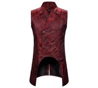 KBOPLEMQ Chaleco de traje para hombre jacquard gótico steampunk de longitud media, chaleco de traje de esmoquin con doble botonadura, esmoquin, ajustado, chaleco de traje occidental, 2023, nuevo