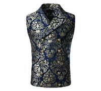KBOPLEMQ Chaleco de traje vintage para hombre, estilo victoriano, chaleco gótico steampunk, chaleco de corte regular, elegante, para bodas, negocios, esmoquin, chaleco para el novio, marine, XXL