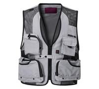 KBOPLEMQ Chaleco de verano para hombre, chaleco multifunción sin mangas, ligero, con muchos bolsillos, algodón, tiempo libre, reportero, chaleco de pescador, chaleco de trabajo para hombre, Z1, gris