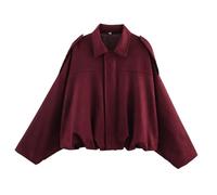 KBOPLEMQ Chaqueta de ante para mujer, chaqueta de bombardero corta de gran tamaño, de ante sintético, para el tiempo libre, gabardina, cómoda, cálida, chaqueta de invierno con cremallera, abrigo de