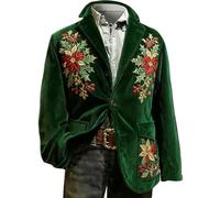 KBOPLEMQ Chaqueta de pana para hombre, de manga larga, deportiva, con diseño navideño, chaqueta de traje, carnaval, Navidad, blazer de Navidad, traje para hombres, fiesta, chaqueta de Navidad, O Verde