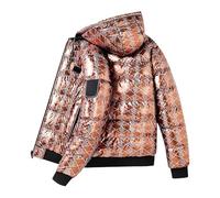 KBOPLEMQ Chaqueta de plumón para hombre, abrigo de invierno brillante, chaqueta térmica con capucha, individualidad informal, abrigo de plumón, tallas grandes, abrigo de entretiempo, chaqueta