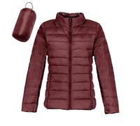 KBOPLEMQ Chaqueta de plumón para mujer, ligera, plegable, chaqueta de invierno, cálida, oversize, chaqueta con capucha, ligera, plumas, para tiempo libre, senderismo, chaqueta fina, suelta, abrigo de