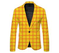 KBOPLEMQ Chaqueta de traje para hombre, corte ajustado, traje funky 3D, camisa de ocio, corte regular, chaqueta de graduación, disfraz de Navidad con botones, camisa informal de carnaval occidental, O