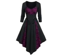 KBOPLEMQ Disfraz de carnaval para mujer, vestido gótico, bruja, vampiro, vikingo, manga larga, disfraz barroco renacentista, vestido largo de cuento de hadas, espeluznante, tallas grandes, vestido