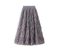 KBOPLEMQ Falda de tul midi para mujer, falda plisada, falda de verano, boda, cóctel, falda plisada, ligera, informal, de un solo color, línea A, longitud media, elegante, monocolor, delgada, informal,