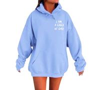 KBOPLEMQ Hoodies Damen Christian I Am A Child of God Hoodies Y2K Sportlicher Hooded Sweatshirt Jesús Vintage Pullover mit Kapuze Religiöse Workou Oberteil Casual Loose Fit Hoodie, O blue1, XS