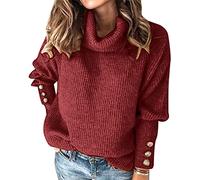 KBOPLEMQ Jersey de punto para mujer, cuello alto, cuello alto, cuello alto, punto grueso, jersey de invierno, jersey de punto, sudadera de cuello alto, jersey de manga larga, elegante jersey de