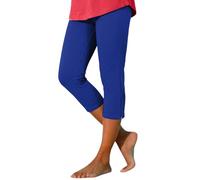 KBOPLEMQ Leggings para mujer de cintura alta 3/4, ligeros, transpirables, elásticos, opacos, elásticos, para el abdomen, para el aire libre, fitness, verano, pantalones de ocio, O azul., XL
