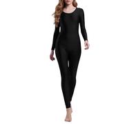 KBOPLEMQ Mono brillante para mujer, traje de cuerpo entero, body de una pieza, mameluco, brillante, liso, medias de cuerpo completo, medias de fiesta, ropa interior, manga larga, con cremallera, O