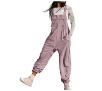 KBOPLEMQ - Mono de peto de mujer de verano, vaquero de ajuste holgado, con piernas anchas, estilo retro, con tirantes, pantalón de estilo bib, baggy, mono de verano con tirantes, pantalón bib holgado