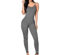 KBOPLEMQ Mono de tirantes para mujer, con espalda descubierta, con relleno y espalda descubierta, para yoga, sexy, para gimnasio, entrenamiento, una pieza, para yoga, deporte, sin mangas, bodi, gris