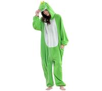 KBOPLEMQ Mono de una pieza para mujer, bonito estampado de animales, cómodo, de forro polar, largo y mullido, para invierno, cálido, acogedor, elegante, con capucha, O Verde, S