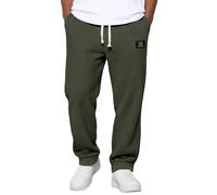 KBOPLEMQ Pantalones de chándal para hombre, holgados, de punto gofre, con cordón, ropa de calle, pierna ancha, pantalones de jogging, pantalones rectos de deporte, bolsillos, pantalones de sudadera