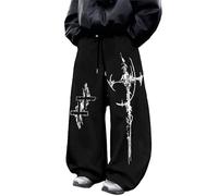 KBOPLEMQ Pantalones de chándal Y2k de gran tamaño para hombre, pantalones largos de gimnasio, culturismo, pantalones negros holgados góticos, pantalones punk jogger holgados para hombre, ropa de calle