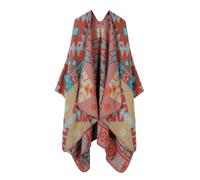 KBOPLEMQ Poncho de cachemira de invierno para mujer, bufanda gruesa y cálida, poncho de estilo hippie mexicano, poncho de lana, capa de punto, estilo étnico retro, cardigans de frente abierta, suéter