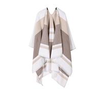 KBOPLEMQ Poncho de cachemira para mujer, cárdigan de invierno con frente abierto, capa impresa, capas de gran tamaño, manta de punto a cuadros, patrón de bloqueo de color, bufanda, poncho de lana