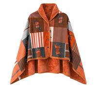 KBOPLEMQ Poncho de invierno cálido para mujer, abrigo de franela y forro polar, capa con cuello de bufanda, suave y gruesa, de frente abierta, a cuadros, bufanda para oficina, casa, para mujer, niña