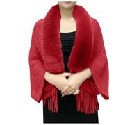KBOPLEMQ Poncho de piel sintética para mujer, abrigo cálido para invierno, capa de piel sintética, estola, bolero, cardigan de novia con cuello para boda, ceremonia, festivo, poncho, capa, bufanda,