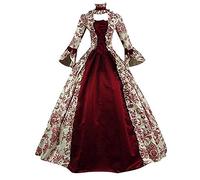 KBOPLEMQ Ropa Medieval para Mujer, Corte Rococó, Barroco, Marie Antonieta, Vestido de Noche, Cosplay, Retro, Princesa, Reina, Fiesta, Baile, Renacentista, Falda Plisada