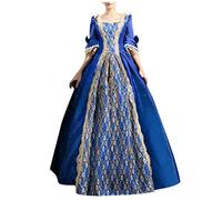 KBOPLEMQ Ropa medieval para mujer, disfraz de reina renacentista, disfraz vintage real, traje gótico, mangas de trompeta, vestido medieval, vestido de reina victoriana, disfraz de Halloween, carnaval,
