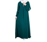 KBOPLEMQ Ropa musulmana mujer manga larga maxi vestido abaya musulmán mujer ramadán largo vestido de oración manga larga islámico ropa de oración para mujeres lentejuelas cuerpo completo caftán, O