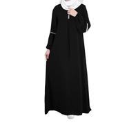 KBOPLEMQ Ropa musulmana mujer manga larga maxi vestido abaya musulmán mujer ramadán largo vestido de oración manga larga islámico ropa de oración para mujeres lentejuelas cuerpo completo caftán, O
