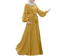 KBOPLEMQ Ropa musulmana mujer vestido de oración de una pieza Abaya vestido musulmán mujer Dubai Turquía túnica oración jilbab cuerpo completo maxi vestido de oración para mujeres muselina, O