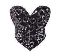 KBOPLEMQ Sexy Lentejuelas Corsé Top Mujer Shapewear Body Sin Costuras Forma Vientre Camino Ropa Interior Sexy Sin Tirantes Tubo Top Festival Trajes para Mujeres y Niñas Sujetador de Lentejuelas Brillo