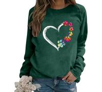 KBOPLEMQ Sudadera informal para mujer, cuello redondo, día de San Valentín, manga larga, con bonito patrón de corazones, suave y cómoda, camiseta de manga larga, ajuste holgado, camiseta de calle, O