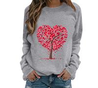 KBOPLEMQ Sudadera para el día de San Valentín para mujer con estampado de corazón, ropa de calle moderna, informal, elegante, camiseta deportiva para exteriores, cuello redondo, sudaderas divertidas