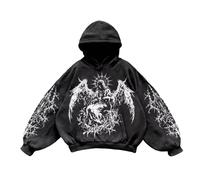 KBOPLEMQ Sudadera para hombre y mujer Y2K Vintage con estampado de calavera, informal, estilo universitario, gótico, manga larga, suelta, de gran tamaño, calle, retro, para carnaval, disfraz, ropa de