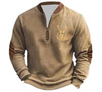 KBOPLEMQ Sudadera para Hombres Cazar Ciervo Impresa Sin Capucha Manga Larga Suéter de Trabajo Camisa Deportiva Sudadera Ligera Ropa Deportiva Manga Larga Ropa de Invierno Casual Prendas de Ocio, O
