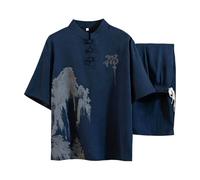KBOPLEMQ Tang traje de lino para hombre traje de lino de manga larga camisa y pantalones conjunto tradicional artes marciales traje casual Kung Fu Tai Chi Wushu chino de dos piezas conjunto uniforme