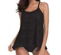 KBOPLEMQ Tankini Mujer Tallas Grandes Traje de Baño Abdomen Push Up Parte Superior con Bañador Push Up Acolchado Parte Superior con Slip Playa Swimsuits Traje de Baño de Dos Piezas Conjunto de Traje