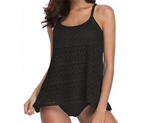 KBOPLEMQ Tankini Mujer Tallas Grandes Traje de Baño Abdomen Push Up Parte Superior con Bañador Push Up Acolchado Parte Superior con Slip Playa Swimsuits Traje de Baño de Dos Piezas Conjunto de Traje