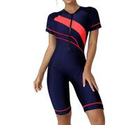 KBOPLEMQ Traje de baño deportivo de una pieza para mujer, traje de surf, traje de surf con cremallera frontal, traje de baño de manga corta, traje de baño rápido Qry, rojo, L